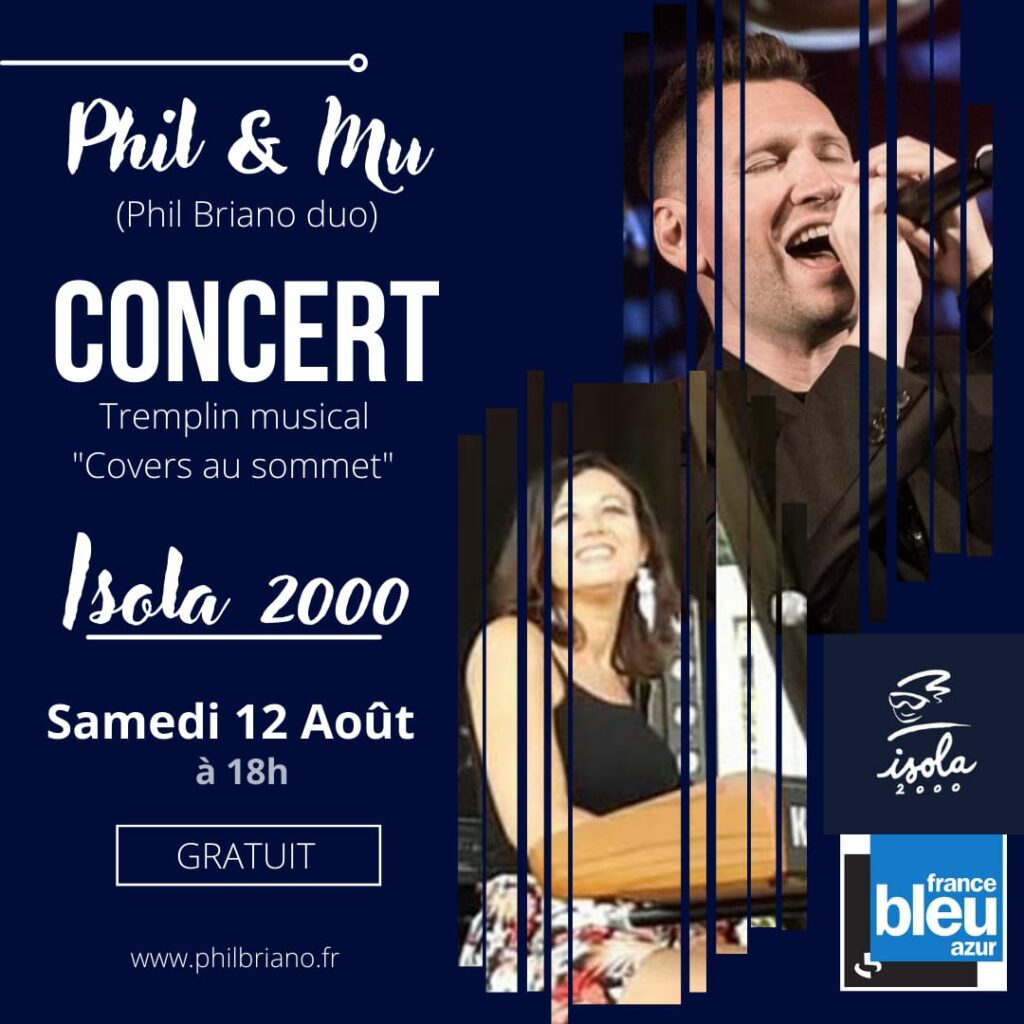 Phil Briano en concert à Isola 2000 - duo piano voix avec Muriel Ducouso